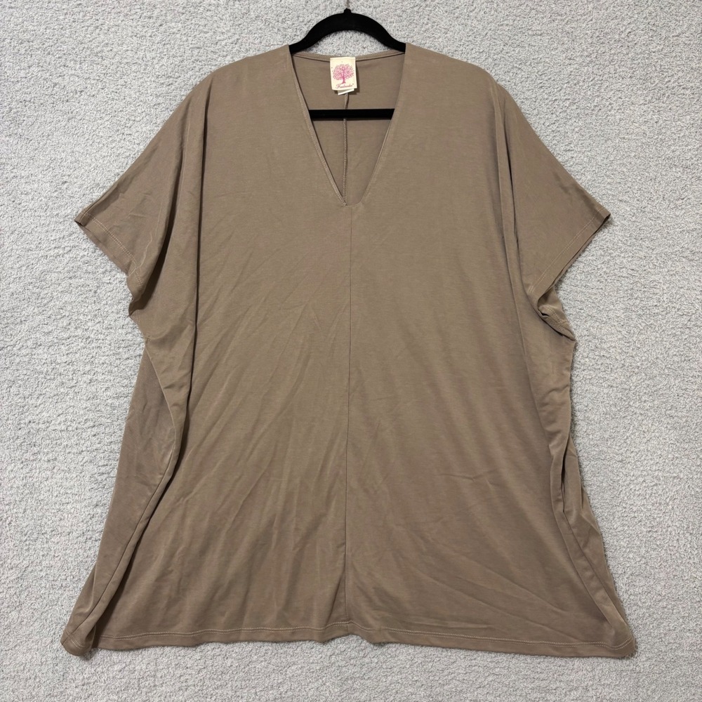 Oversized‎ Modal Tunic Top M Taupe Relaxed Minimalist Short Sleeve Freeloader